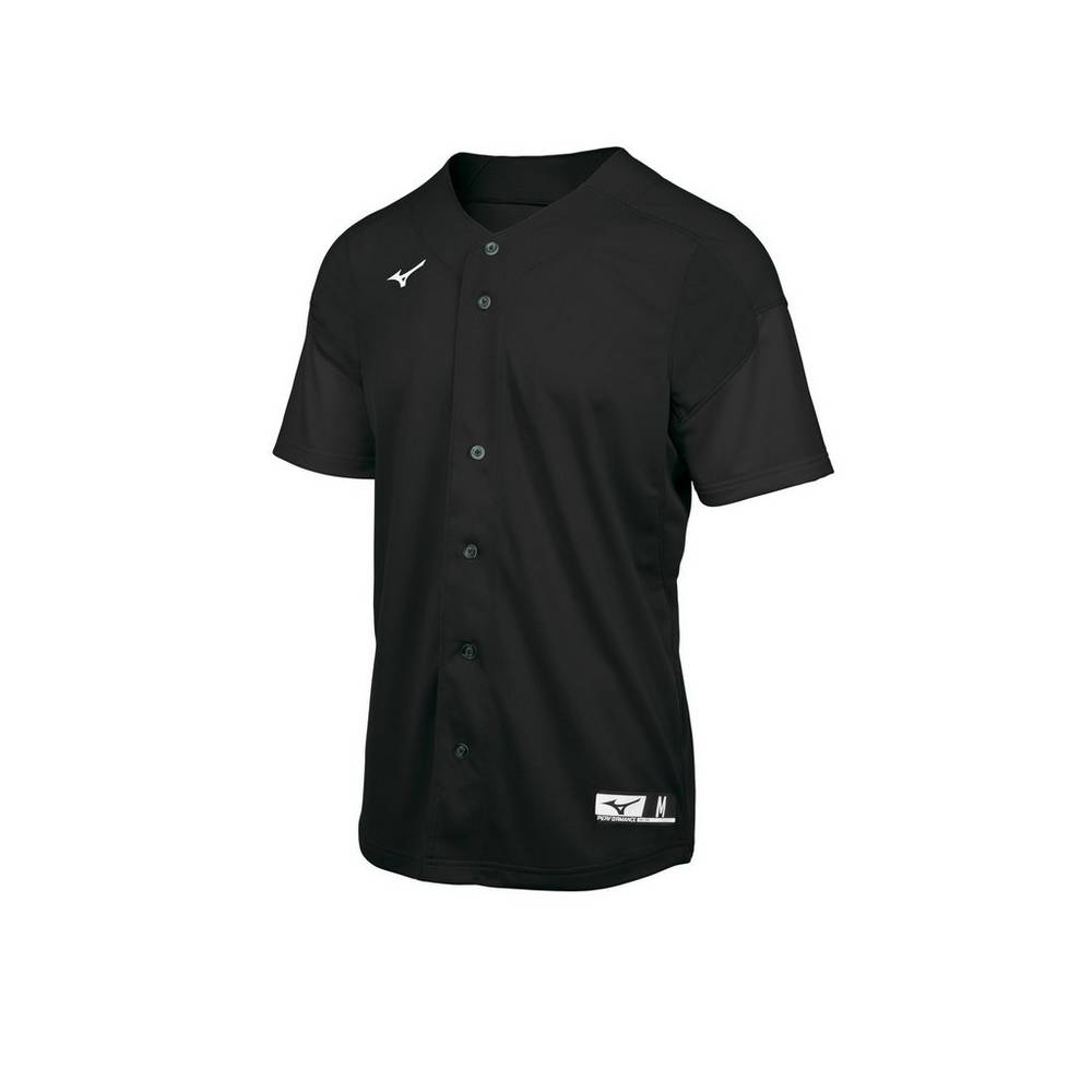 Camisas Mizuno Baseball Aerolite Full Button - Homem - Pretas - RHEVZ9245